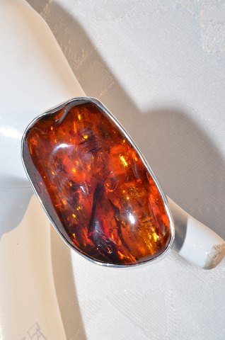 Silver Ring with amber