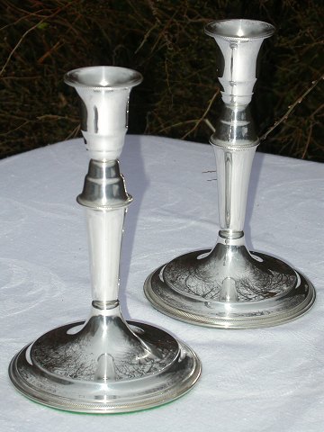 Pair silver candlesticks, Sold