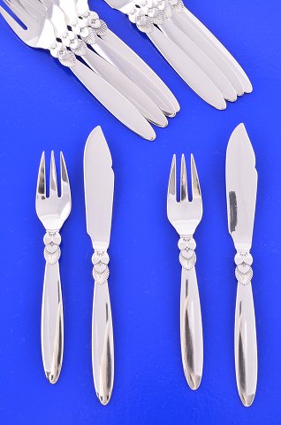 Georg Jensen silver flatware Cactus 
Fish  cutlery for 6 persons