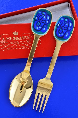 A. Michelsen Christmas spoon and Christmas fork 1987