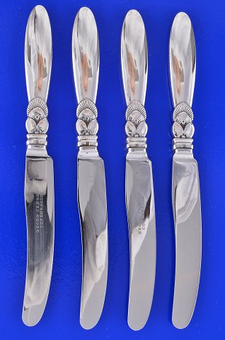 Georg Jensen silver Flatware Cactus  4 Fruit knifes with monogram
