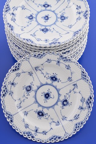Royal Copenhagen Blue fluted full lace  Twelve plates 1084