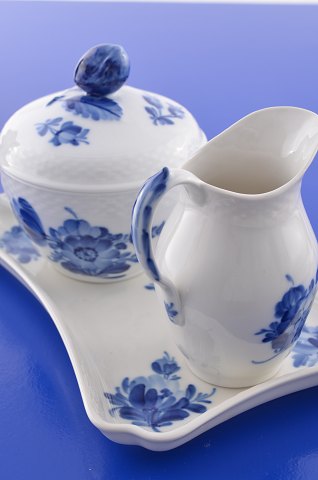 Royal Copenhagen Blue flower braided Sugar bowl Creame jug on tray set