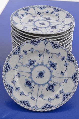 Royal Copenhagen Blue fluted full lace  Twelve plates 1086