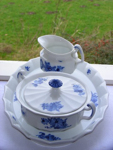 Royal Copenhagen  Blue flower angular Cream and sugar bowl on tray