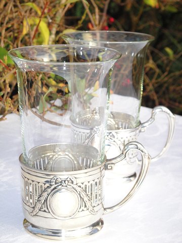 2 Gløgg glas med sølvholder